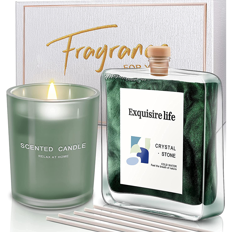 M&Scent Lemon Basil Tuoksuinen Oil Reed Diffusori & Tuoksukynttilä lahjasetti tikkuilla kotiin