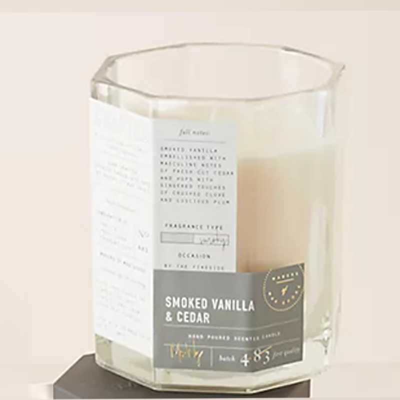 M&Scent Custom Luxury puinen kansi puuvillalanka lasiastia soijavahasekoitus syksyinen muotoiltu lasikynttilä