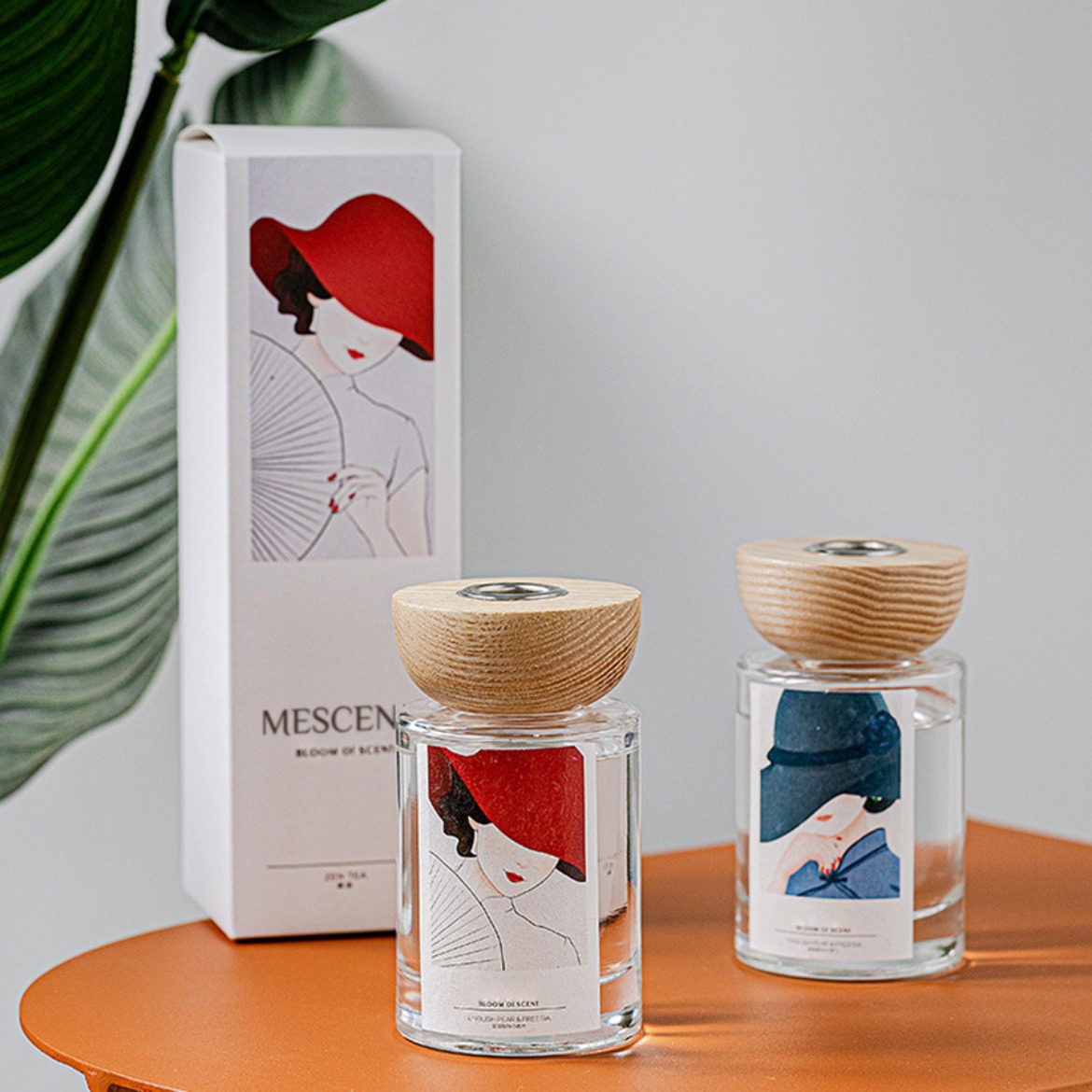 M&Scent tukkukaupan omien merkkien lasipullotikku-reed diffuusorisarjat tulpalla
