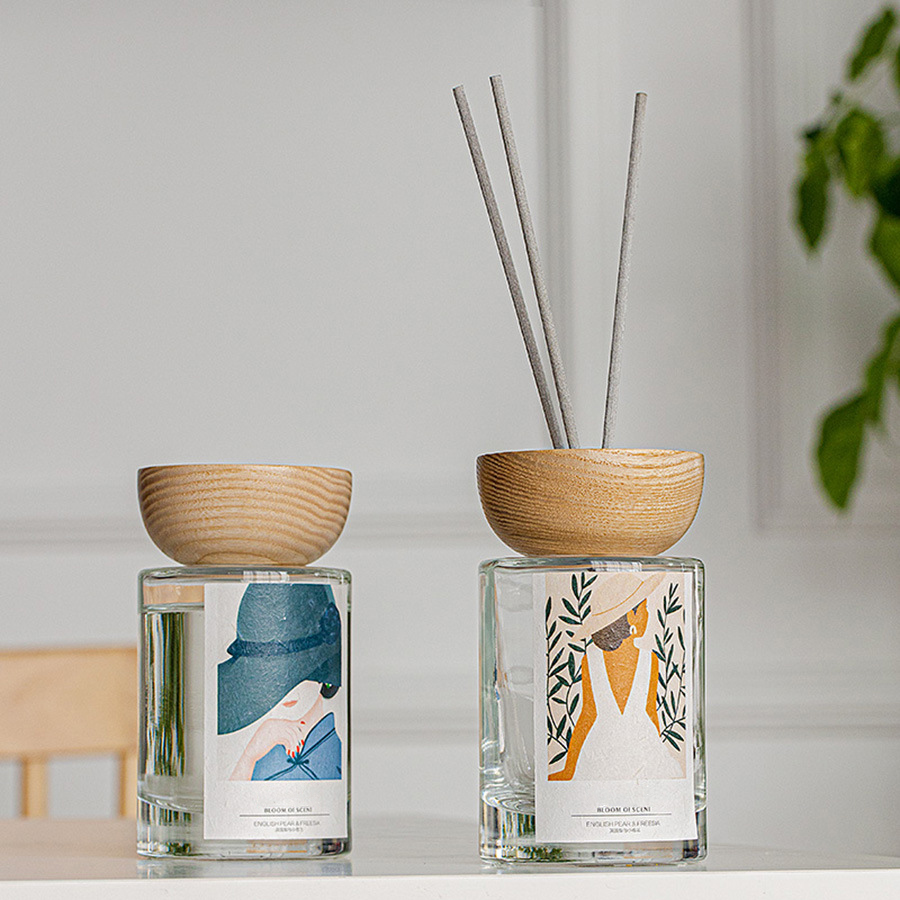 M&Scent tukkukaupan omien merkkien lasipullotikku-reed diffuusorisarjat tulpalla