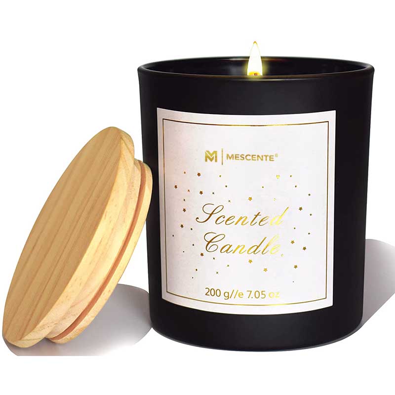 M&Scent Custom Logo Mini Pyöreä Crystal Lasi Pullo Vahva Kahvi Soijavaha Tuoksukynttilät laatikolla Bulkki