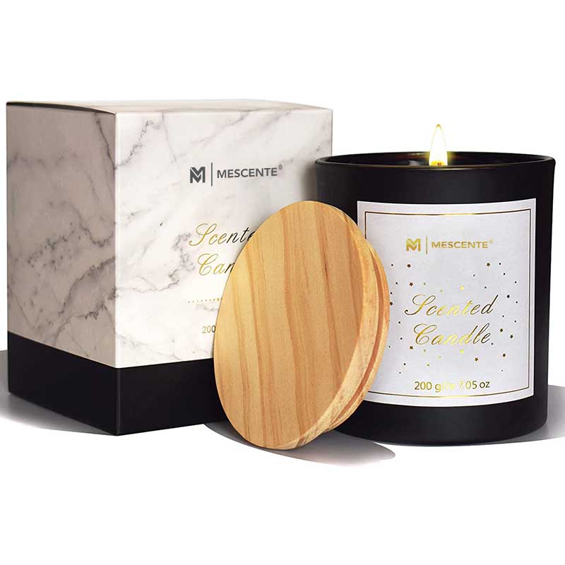 M&Scent Custom Logo Mini Pyöreä Crystal Lasi Pullo Vahva Kahvi Soijavaha Tuoksukynttilät laatikolla Bulkki