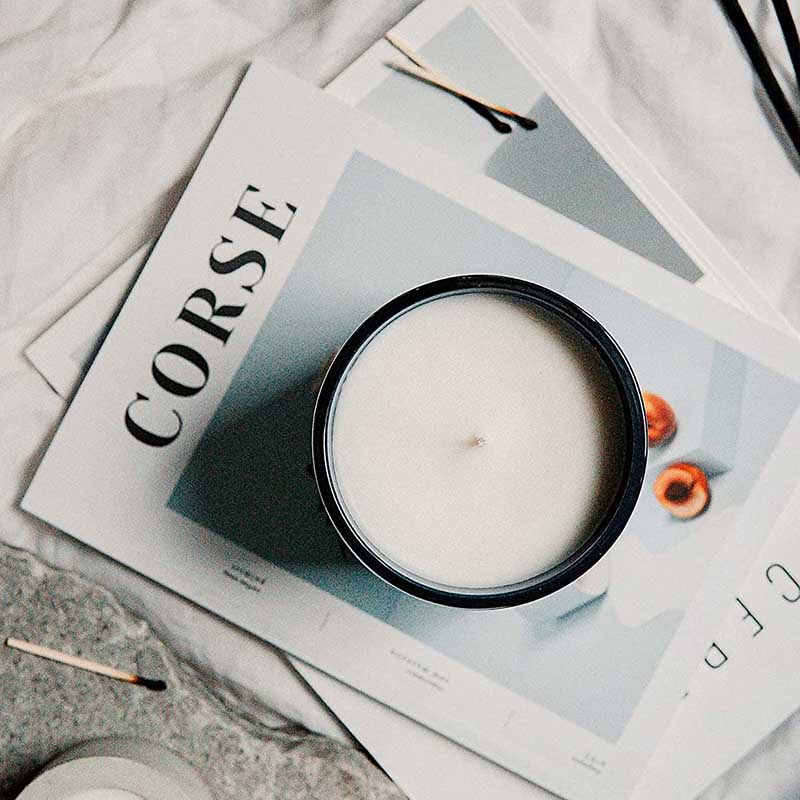 M&Scent Custom Logo Mini Pyöreä Crystal Lasi Pullo Vahva Kahvi Soijavaha Tuoksukynttilät laatikolla Bulkki