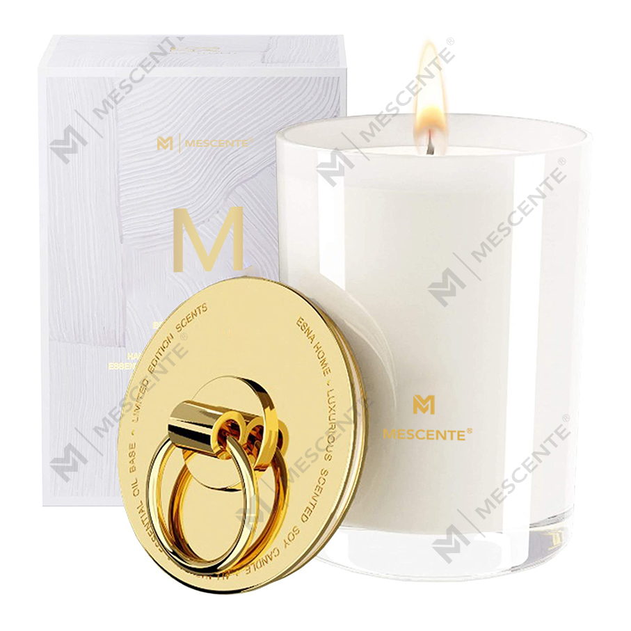 M&Scent Luxury White Soy Wax Logo Henkilökohtaiset häätuoksut kynttilät, räätälöity leirikynttilä