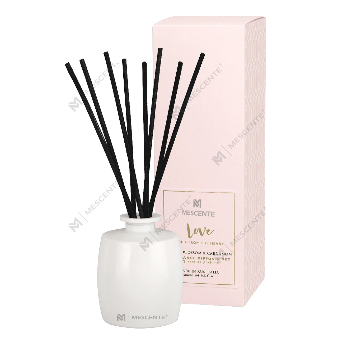 M&Scent Suuri lasipullo Home Essentials Aroma Reed Diffuser Lahjasetti rottinkitikuilla