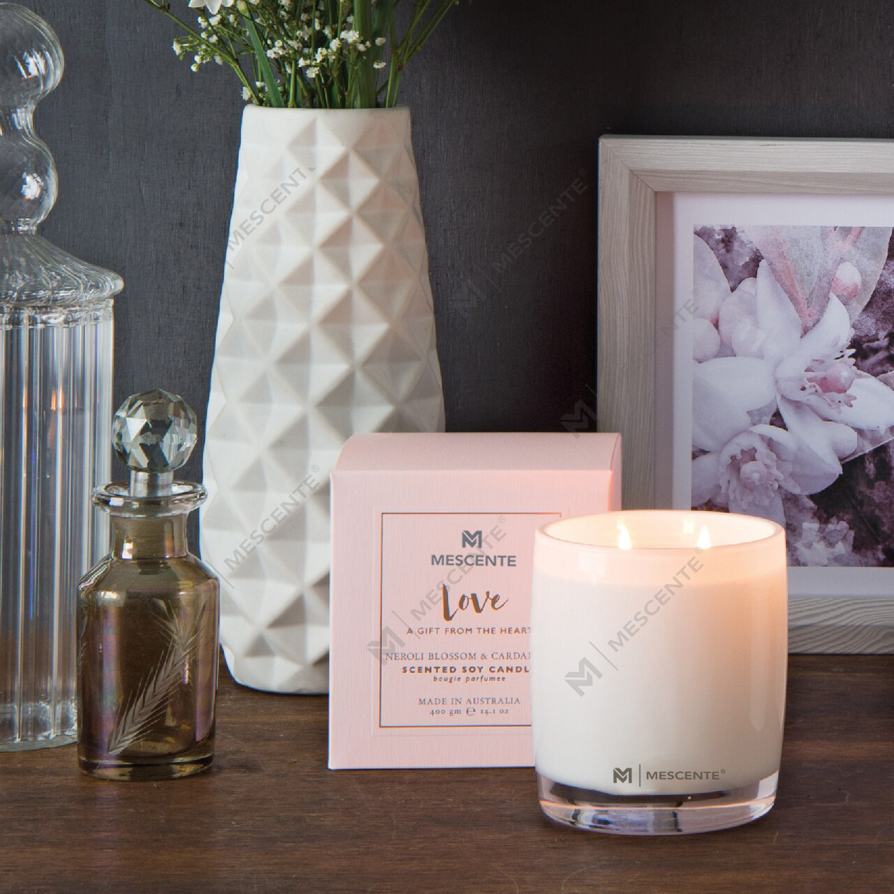 M&Scent Suuri lasipullo Home Essentials Aroma Reed Diffuser Lahjasetti rottinkitikuilla