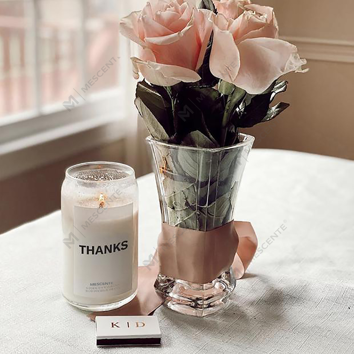 M&Scent Organic Räätälöidyt keraamiset Milky Woodwick-kynttilät, kynttiläsäiliö