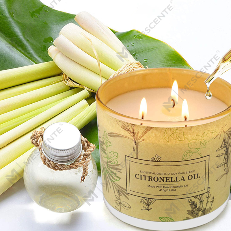 Pitkäkestoiset 3 Wick Jar -tuoksuiset aromaterapiasitronellaöljykynttiläsarjat kotipuutarhan patiolle parvekkeelle