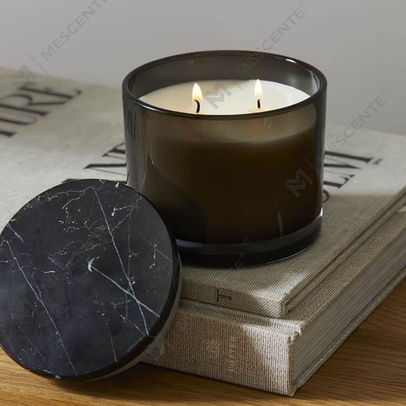 Tukkumyynti Low Moq Luxury Merkitsemätön 2 Wick Vitrina Marble Kannen kynttilä