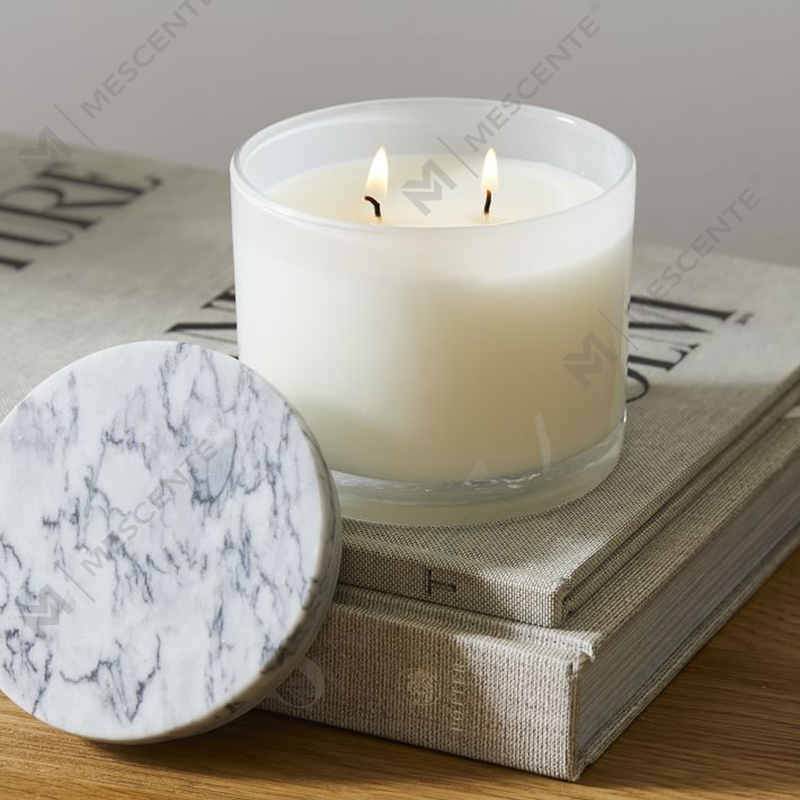 Tukkumyynti Low Moq Luxury Merkitsemätön 2 Wick Vitrina Marble Kannen kynttilä