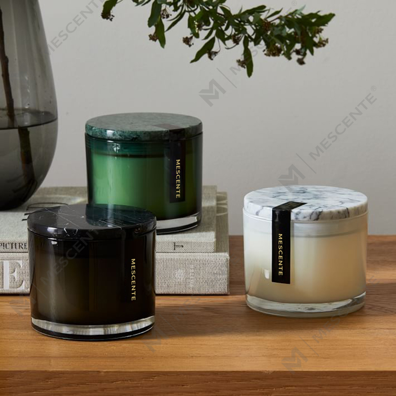 Tukkumyynti Low Moq Luxury Merkitsemätön 2 Wick Vitrina Marble Kannen kynttilä