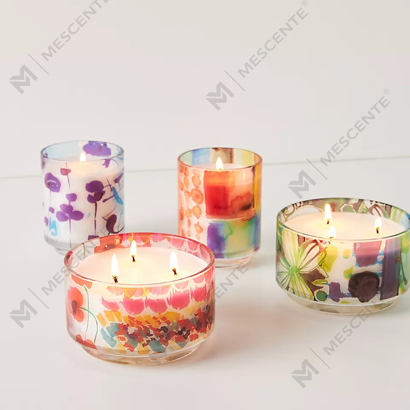 M&Scent Luxury Custom Decoration Private Label 3 Wick A Sunday Painter Glass Crystal tuoksuiset soijavahakynttilät